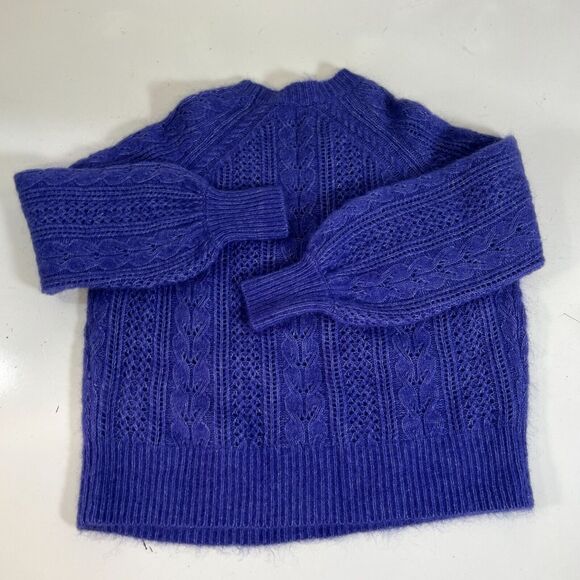 La Maille Sézane XS Cable Knit Sweater In Blue Mohair & Wool XS - Picture 4 of 13